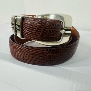 Johnson And Murphy Lizard Grain Ranger Belt Leather 1.25 Western Cowboy 36 Brown